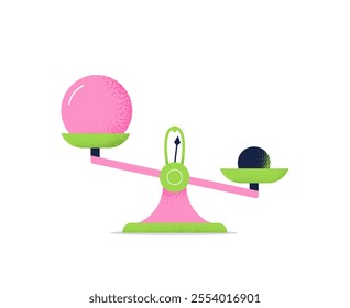 The vintage scale with saucers. Weight measurement. Flat vector illustration isolated on a white background.