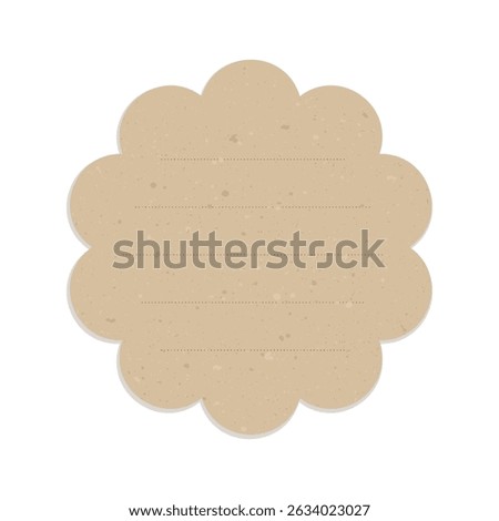 Vintage scalloped brown paper note illustration. Recycled memo paper with adhesive tape template.