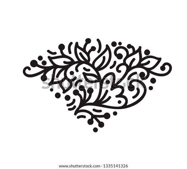 vintage Scandinavian\
monoline flourish monogram vector with leaves and flowers. Corners\
and dividers for Valentines Day, wedding, birthday greeting card,\
book, web design.