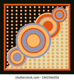 Vintage scarf pattern with circle dots motif on black color