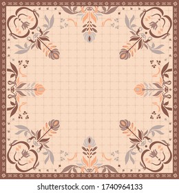Diseño de patrones de bufanda vintage con adorno floral clásico