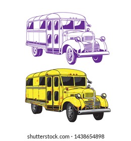 vintage school bus vector illustration