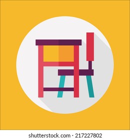 Vintage school desk flat icon with long shadow,eps10
