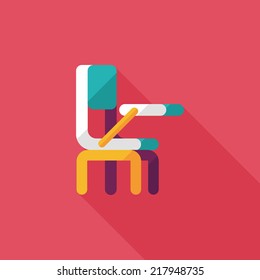 Vintage school desk flat icon with long shadow,eps10