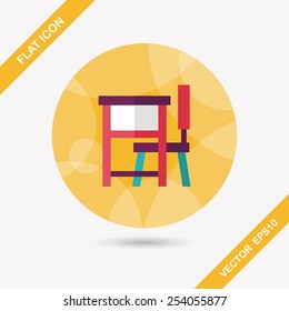 Vintage school desk flat icon with long shadow,eps10