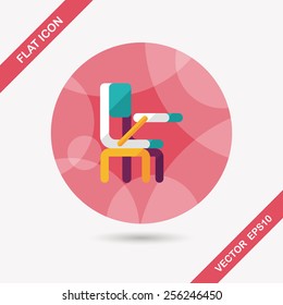 Vintage school desk flat icon with long shadow,eps10
