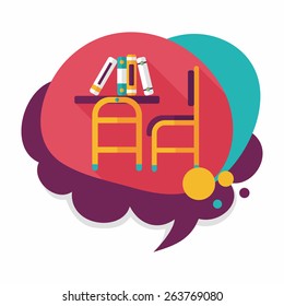 Vintage school desk flat icon with long shadow,eps10