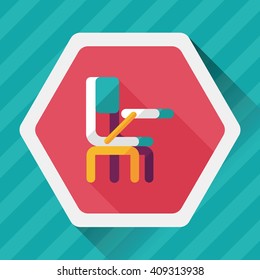 Vintage school desk flat icon with long shadow,eps10