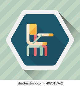 Vintage school desk flat icon with long shadow,eps10