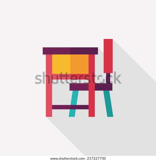 Vintage School Desk Flat Icon Long Stock Vector Royalty Free