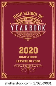 Vintage School Yearbook Cover. Vector Layered