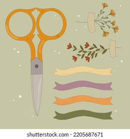 vintage scissors with decorated flowers