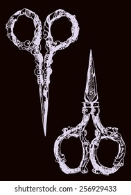 vintage scissors hand drawn vector illustration