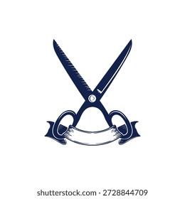 Tijeras de Antiguas con logotipo de Vector de emblema de cinta