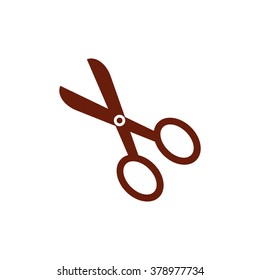 Vintage scissors. Vector icon brown
