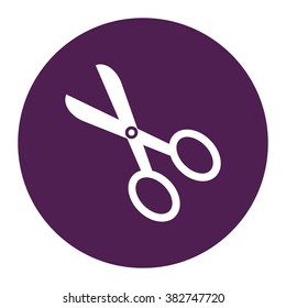 Vintage scissors. Vector icon purple

