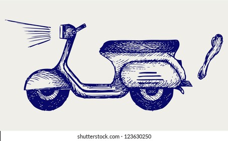 Vintage scooter. Doodle style