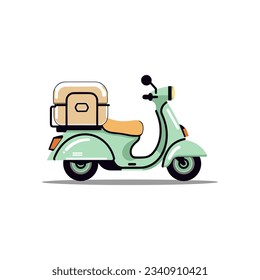 Vintage scooter icon on white background. Flat vector illustration