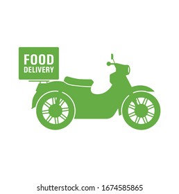 Vintage scooter motorbike with a  bag at the back. Design concept for fast food delivery.