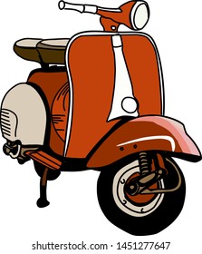 Vintage scooter motorbike logo vector design illustration