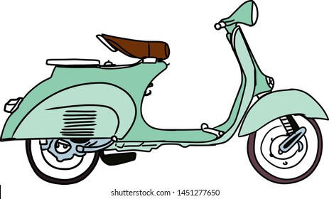 Vintage scooter motorbike logo vector design illustration