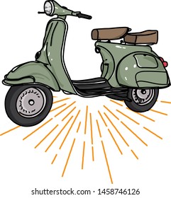 Vintage scooter motorbike logo vector design illustration