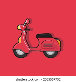 Vintage scooter motorcycle vector illustration cartoon flat icon