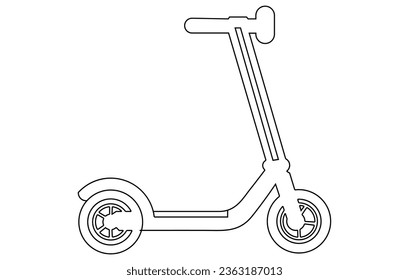 Vintage Scooter contorno vector, scooter eléctrico, ilustración de e scooter moderno.
