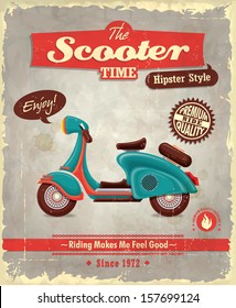 Vintage scooter poster design 