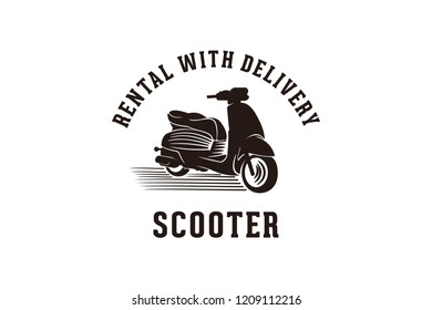 vintage scooter, rental, fast delivery logo Designs Inspiration Isolated on White Background