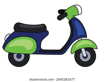 Vintage scooter, vehicle - vector full color picture. Scooter, motorcycle.