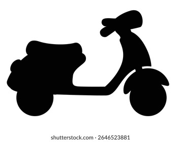Vintage scooter, veículo - imagem de silhueta de vetor para logotipo, pictograma ou estêncil. Scooter, motocicleta para estêncil