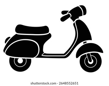 Vintage scooter, veículo - imagem de silhueta de vetor para logotipo, pictograma ou estêncil. Scooter, motocicleta para estêncil
