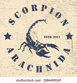 logotipo de escorpión vintage con letras circulares. puede utilizarse para logotipos, iconos, signos, símbolos, marcas y otros. archivos vectoriales