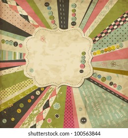 Vintage scrap template with frame and buttons
