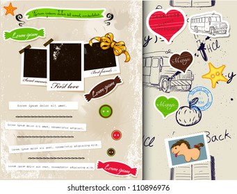 Vintage scrapbook elements set 3. Vector illustration EPS10.