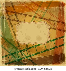 Vintage scratch background with film frame. Vector Eps 10.
