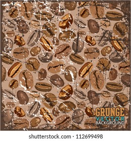 Vintage scratched background with coffee beans.