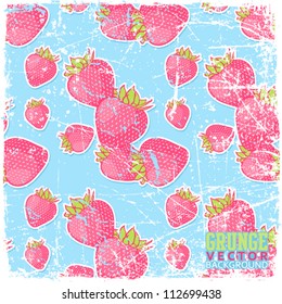 Vintage scratched background with strawberries