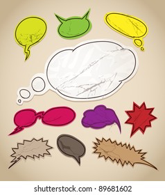 Vintage scratched speech bubbles clip-art