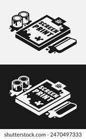 Ilustración de Elementos de serigrafía de Antiguas en diseño de estilo isométrico para productos imprimibles.