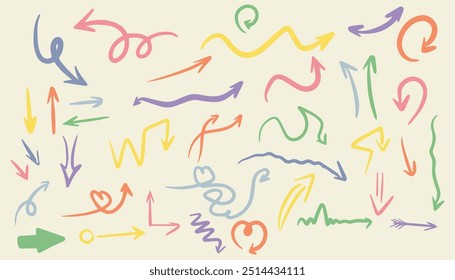 Vintage scribble doodle underline line shape set beige isolated background. Doodle big set collection of scribble lines and brush strokes in childish drawing style.