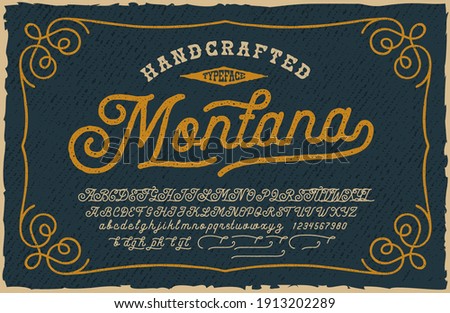 A vintage Script Font. This font looks better for large headlines and short words. Perfect for many creative products such as emblems, headlines, packaging, alcohol labels, and many other uses.