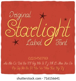 Vintage script typeface named "Starlight". Good script font for any label design.
