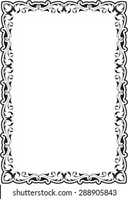 Vintage scroll art frame is on white