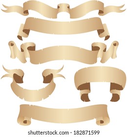 Vintage scroll banners, ribbons. on white. Vector