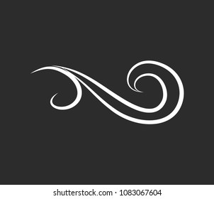 Vintage scroll element, Swirl, Wave. Filigree flourish decirative design. Page divider, Wedding invitation, Greeting card. Vector illustration