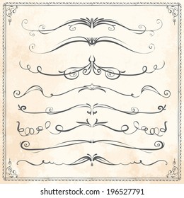vintage scroll monogram set of vintage vector dividers hand drawn vintage scroll monogram line nails hand texture medieval edge drawn gothic ornate beauty set art curve decorative classical swirl flag