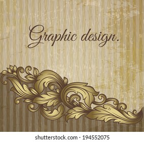 Vintage scroll pattern at grunge background.