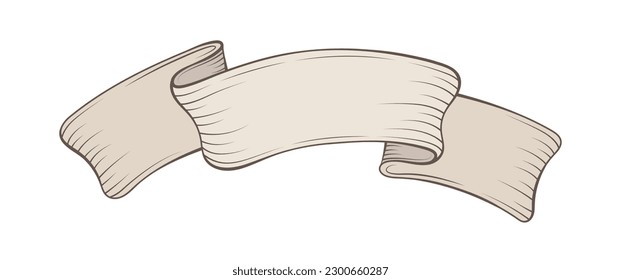 Vintage scroll ribbon with texture. Good for invitation, banner, slogan. Vector illustration on white background.